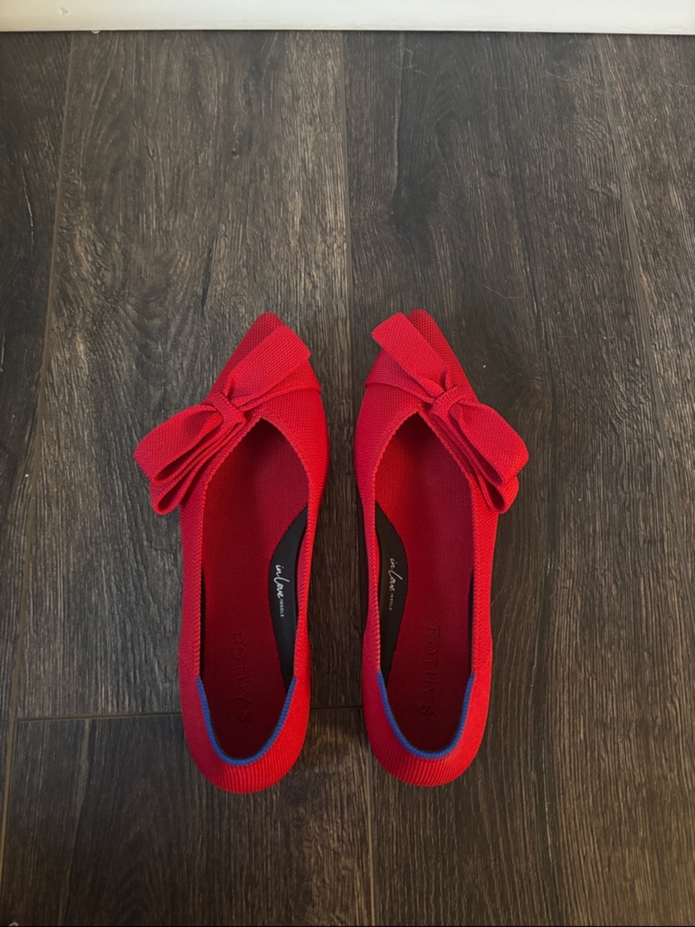 Rothy's Red Pointed Bow Flats - Picture 3 of 12